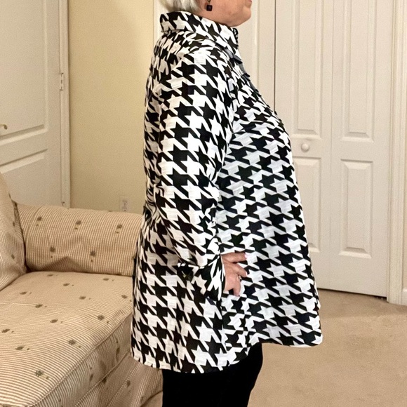 NEW ala Bala Houndstooth Pleated Shacket – Statement Button-Down Blazer (XL) - Picture 6 of 17